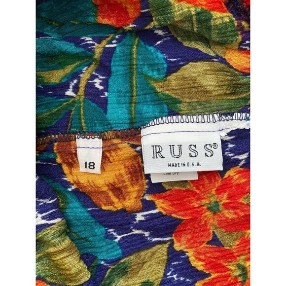Vtg Russ Cropped Pull On Gauze Pants, Floral Size 18 Made in USA Union Made - Picture 3 of 9